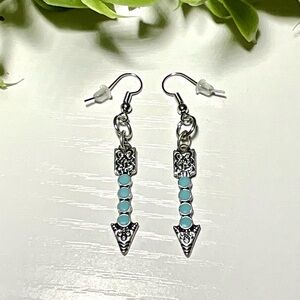 ❤️ Southwestern Pierced Dangle Earrings with Turquoise Howlite Stones ❤️